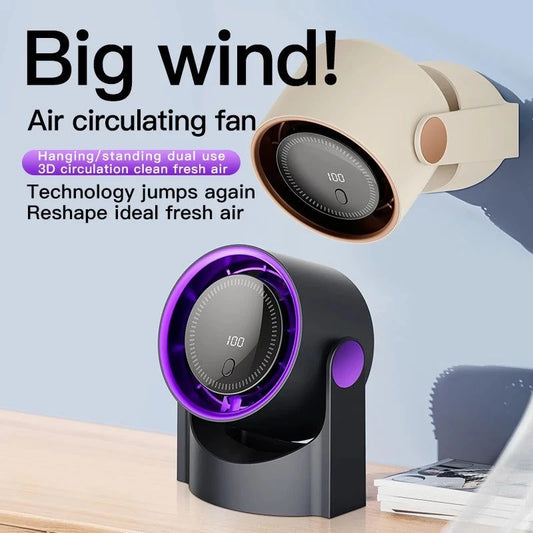 Mini desktop circulating fan with 4-speed USB rechargeable cooling and ultra-quiet operation