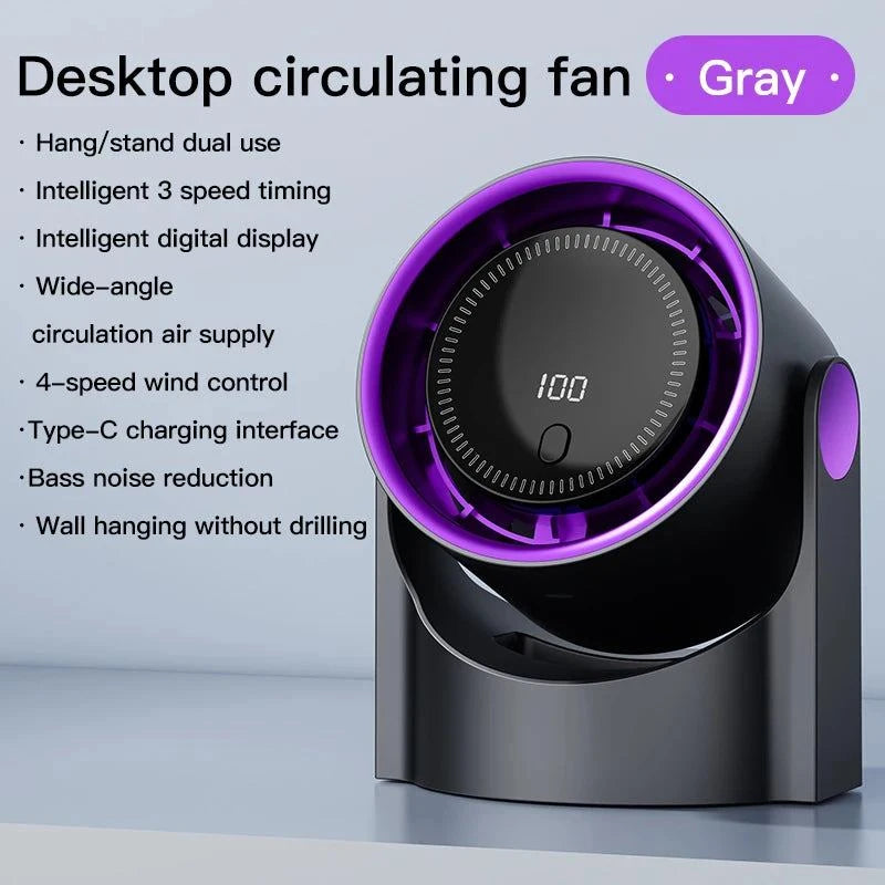 Mini Desktop Circulating Fan – 4 Speed USB Rechargeable Cooling Fan