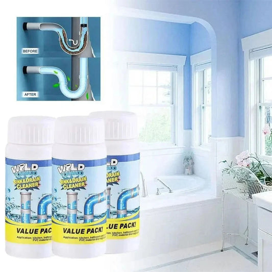 WZLD Sink & Drain Cleaner powder bottle for unclogging drains and odor removal